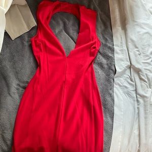 Plunge neck Open back midi dress